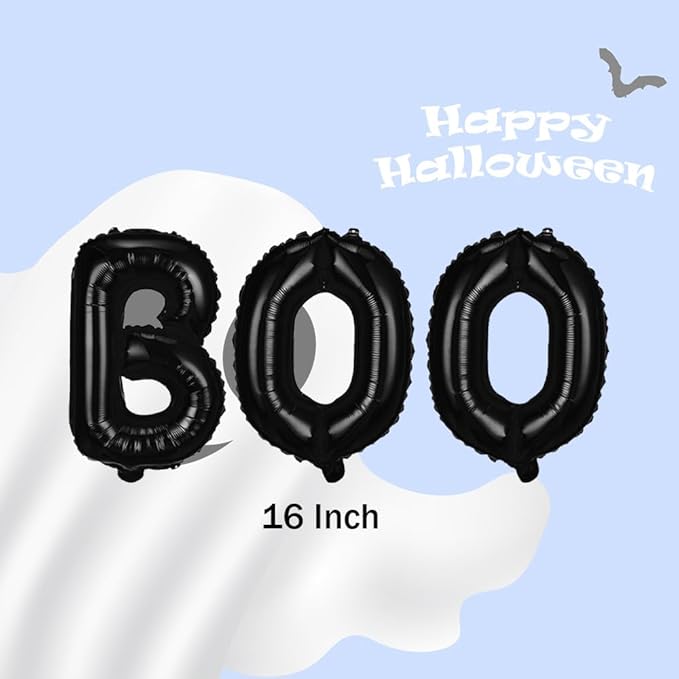 Halloween Balloons Decorations Bat Ghost Balloons BOO Foil Balloon Kit for Halloween Themed Party Supplies Spooky Birthday Party Decorations Balloon Sets-9 Pcs