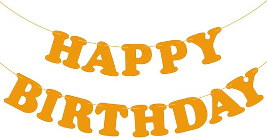 Orange Happy Birthday Banner Birthday Party Decorations Sign Birthday Backdrop Party Supplies Happy Birthday Bunting Banner for Kids Adults