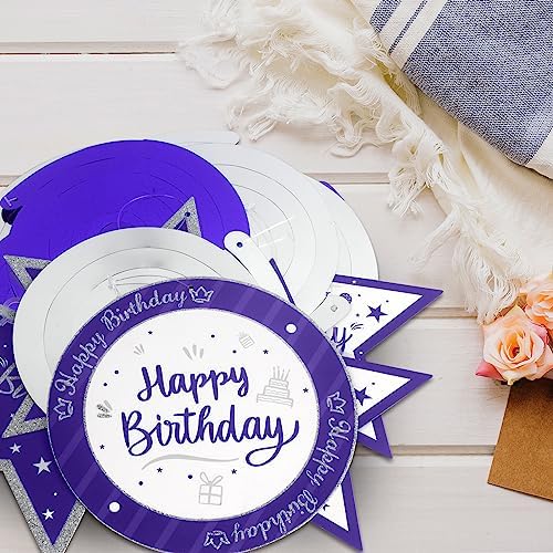 Happy 18th Birthday Purple & Silver Glitter Swirls Streamers Party Decorations - 15 Pcs 18th Birthday Hanging Swirls Streamers Kit,Cheers to Eighteen Years Old Bday Party Sign.