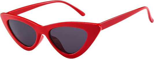 PLULON Vintage Narrow Cat Eye Sunglasses Women Men Sun Glasses Retro Cateye Boys Girls Birthday Summer Beach Pool Party