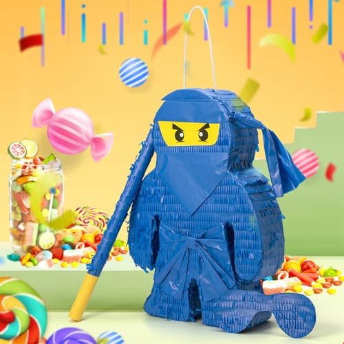 APINATA4U 17.5" Blue Color Ninja Pinata Ninja Party Supplies Ninja Themed Birthday Party Ninja Photo Prop Ninja Party Decorations