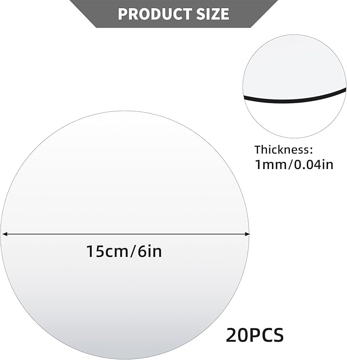 20 Pack Round Mirror Centerpieces for Tables, No Glass AcrylicCircle Mirror Table Centerpieces Mirror Tray Candle Plates for Wedding Table DecorationChristmas Home Decor (6inch)