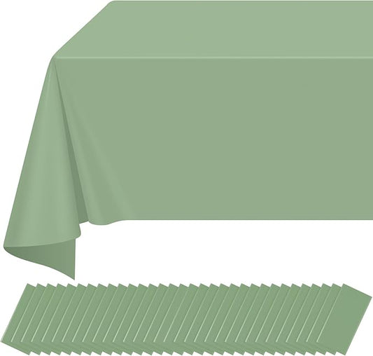 32 Pack Sage Green Plastic Tablecloth for Rectangle Tables, Premium Decorative Sage Disposable Table Cloths for Parties, Rectangle Party Table Cover for Birthday Wedding Baby Shower Party, 54x108 Inch