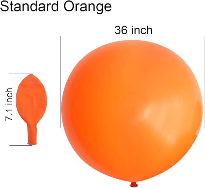 36 Inch Giant Latex Balloons, Standard Orange Round Balloons for Birthdays Weddings Receptions Festival Party Decoration, Pack of 5 Pcs