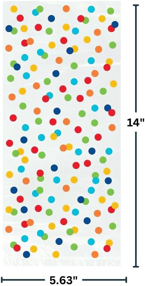 Vibrant Rainbow Polka Dots Cellophane Bags - (Pack of 20) - Premium Quality & Eye-Catching Multi-Color Design - Perfect for Parties, Gifts & Favors