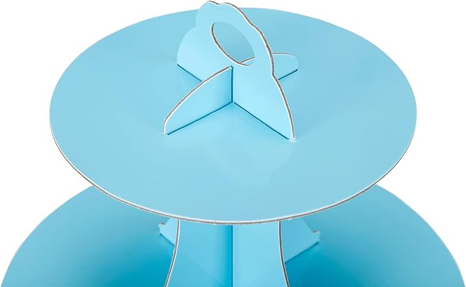 YLDW Cupcake Stand 2Pcs, 3-Tier Cupcake Stand Display, Cardboard Cup Cake Tower Stand, Disposable Dessert Stand for Birthday Tea Party Baby Shower Treat Decorations, Baby Blue