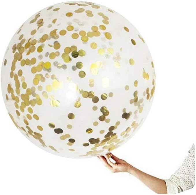 36 Inch Jumbo Giant Confetti Balloons, Clear balloons with Gold Confetti (Premium Helium Quality) Pkg/6,Latex Glitter Balloons for Birthday Wedding Photo Shoot Festival Christmas Event Decorations …