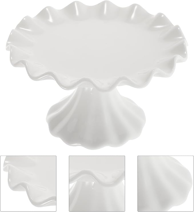 Ciieeo Ceramic Footed Bowl Small Raised Fruit Serving Tray Porcelain Pedestal Bowl Candy Snack Cake Display Stand for Birthday Holiday Party 5.5 Inch