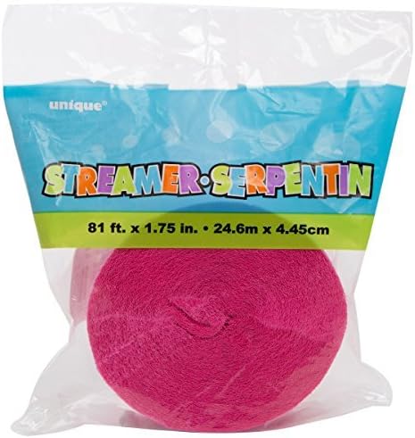 Hot Pink Crepe Paper Streamer (2 Meters) 1 Piece - Premium Quality Party Decoration for Celebrations and Events
