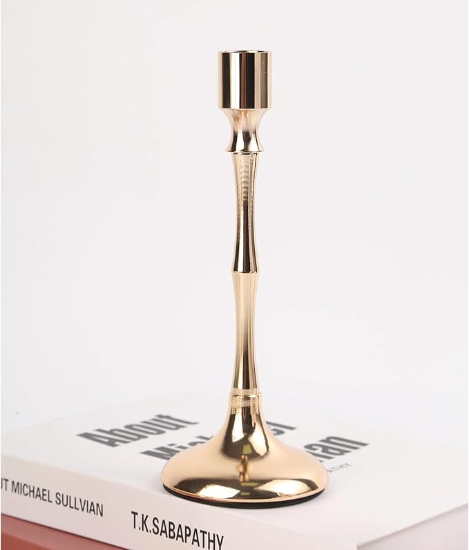 Champagne Gold Candle Holders Set of 3, Taper Candle Holders for Table Centerpiece, Vintage Candlestick Holders for Dinning Wedding Party Christmas Home Decor
