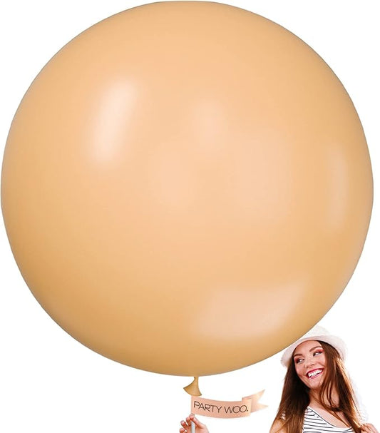 PartyWoo Nude Balloons 4pcs 36 Inch Apricot Fall Neutral Boho Latex Balloons for Jungle Safari Thanksgiving Boy Baby Shower Birthday Anniversary Neutral Themed Party Decorations Brown-Y103