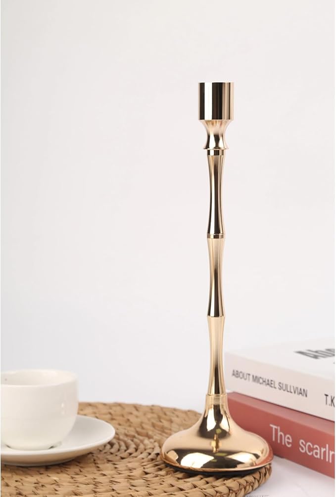 Champagne Gold Candle Holders Set of 3, Taper Candle Holders for Table Centerpiece, Vintage Candlestick Holders for Dinning Wedding Party Christmas Home Decor