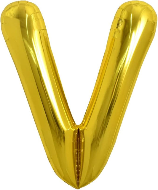 TONIFUL 40 Inch Large Gold Letter V Balloons, Foil Mylar Big Balloons for 2026 New Year Eve Graduation Wedding Baby Shower Birthday Party Anniversary Decorations