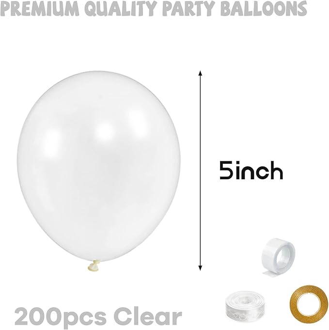 Clear Balloons 110Pcs, 5 Inch Small Latex Party Balloons, Mini Thick Clear Birthday Balloons for Birthday Wedding Baby Showe Decorations.