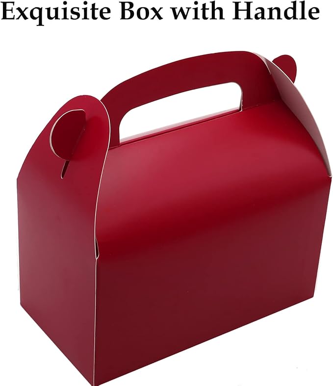 30Pcs Dark Red Party Favor Gift Box, Gable Box,Cardboard Treat Box, Goodie Candy Box. Perfect for Birthday Babyshower or Any Fun Red Theme Party