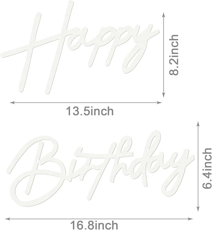 Happy Birthday Sign for Backdrop - Felt Happy Birthday Sign for Balloon Arch Birthday Party Balloon Arch Backdrop Decorations for Birthday Party Baby Shower - White