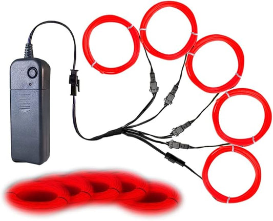 Neon Light 5-in-1 Meter Wire，Portable Battery Pack with Decorative Wire，Suitable for Birthday Parties，Thanksgiving and Other Occasions. (Red)