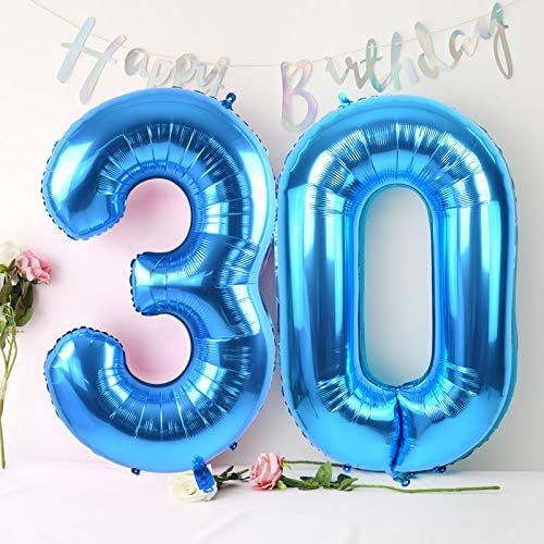 TONIFUL 40 Inch Blue Large Numbers Balloon Birthday Party Decorations, Foil Mylar Big Number Balloon Digital 10 for 2026 Graduation New Year Eve 10th Birthday, 10th Anniversary, Graduation Ceremony
