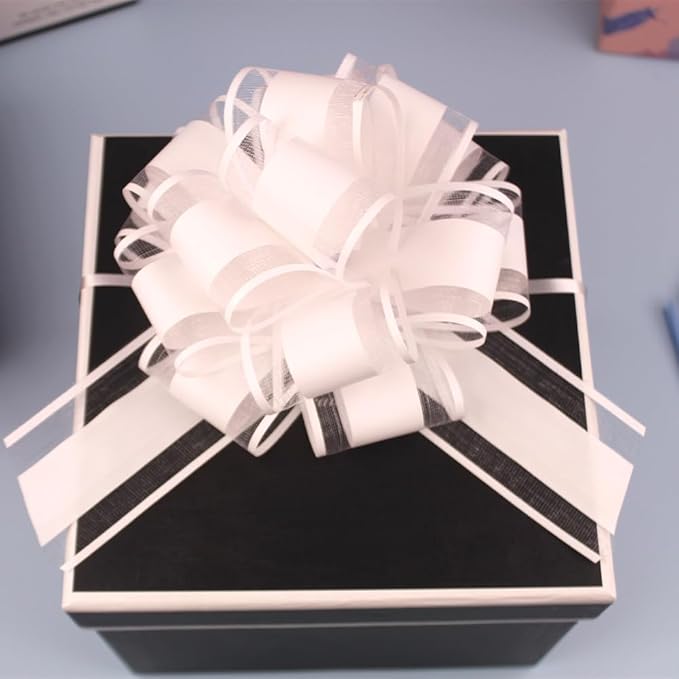 6 PCS White Bows for Gift Wrapping,White Gift Bow,6 inches,for Wrapping Gift Wedding Ribbon Bows or Flower Decorations,Party Gift Wrapping(White)
