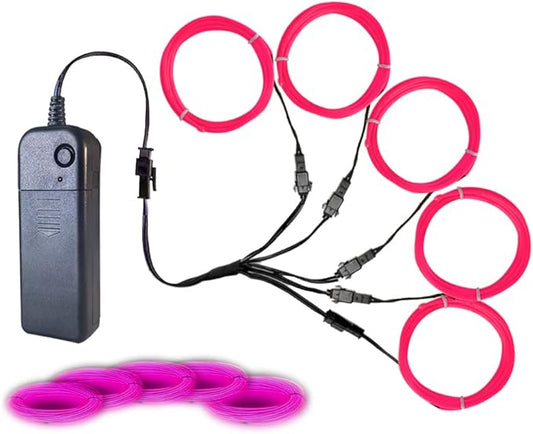 Neon Light 5-in-1 Meter Wire,Portable Battery Pack with Decorative Wire, Suitable for Birthday Parties, Thanksgiving, and Other Occasions (Pink)
