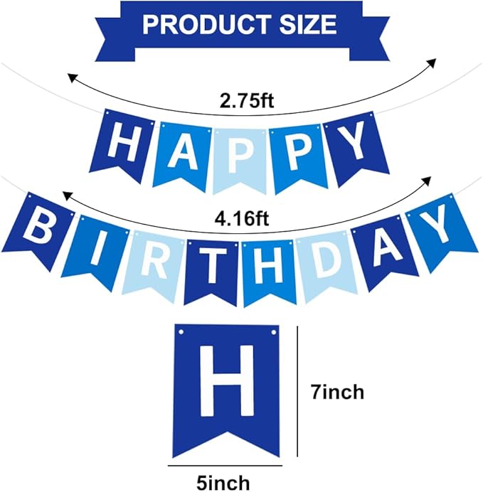 Happy Birthday Banner Pre-Strung Birthday Decorations Birthday Party Backdrop Sign Garland Party Supplies for Women Men Boys Girls,NO-DIY Nary Blue