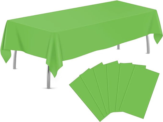tujol Lime Green 6 Pack Plastic Table Cloth 54" x 108", Disposable Tablecloths Rectangle Table Cover, Plastic Tablecloths for Parties