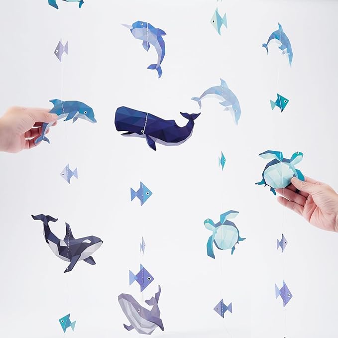 Cheerland Under The Sea Party Decorations Sea Animal Decorations Hanging Whale Birthday Party Ocean Creature Garland Geometric Nautical Orca Garland Ocean Marine Life Aquarium Theme Backdrop Pack of 6