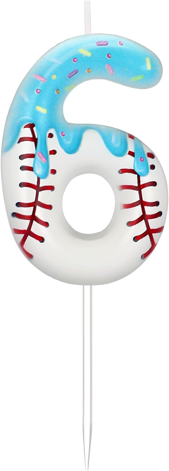 Conelist Ice Cream Drip Baseball Birthday Candle Number 6, Baseball Ice Cream Drip Birthday Cake Topper Candle Number 6 for Cake Sport Teams Theme Anniversary Celebration Party Decoration Favor Supply