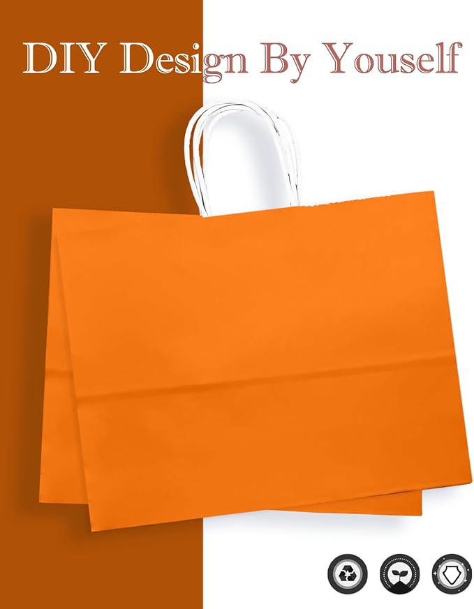 qiqee 24PCS Large Gift Bag with Handles Bulk 13"x4.5"x10" Gift Bags Salmon Bags Multiple Uses (32x11x25cm,Wide Large)