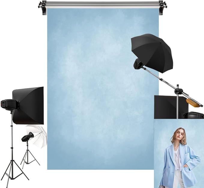 Kate 5x7ft/1.5x2.2m Blue Backdrop Texture Baby Blue Portrait Photo Shoot Studio Props