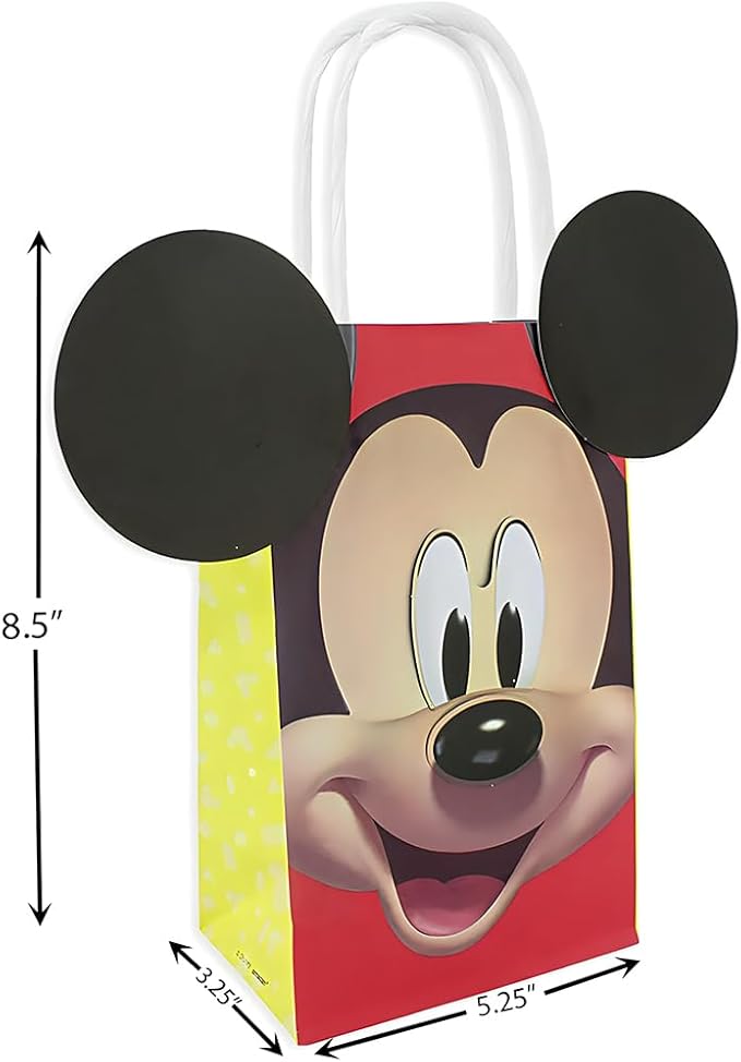 Mickey Mouse Forever DIY Party Bags - 8.5" x 5.25" x 3.25" (8-Pack) | Red Paper Favor Bags for Kids Events & Special Occasions