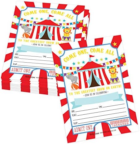 25 Kids Birthday Invitations Girl Carnival Theme Party Invites for Girls