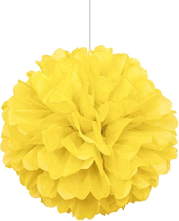 12Pcs Pom Poms of 10" 12" 14" Tissue Paper Craft Pom Poms Kit Tissue Paper Flowers Wedding Decorations for Wedding, Birthday, Baby Shower, Nursery Decor-Single Yellow