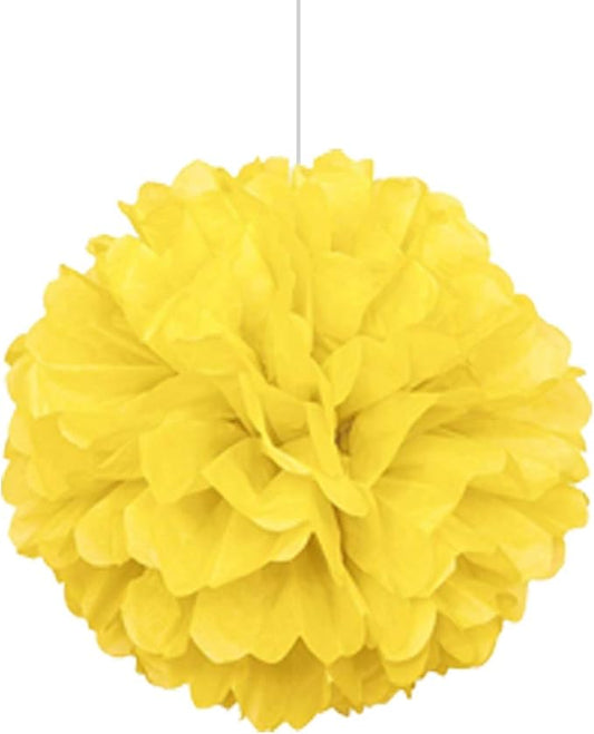 12Pcs Pom Poms of 10" 12" 14" Tissue Paper Craft Pom Poms Kit Tissue Paper Flowers Wedding Decorations for Wedding, Birthday, Baby Shower, Nursery Decor-Single Yellow