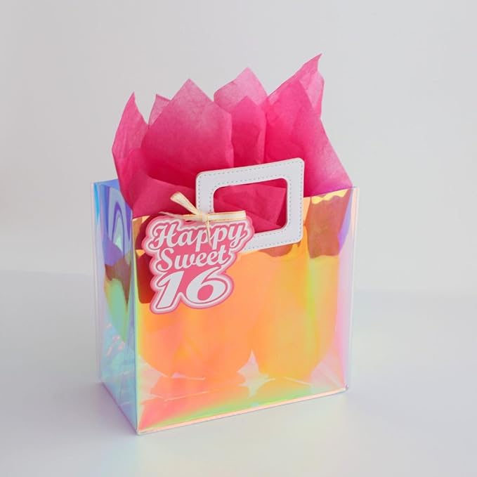 8.3'' Small Sweet 16 Birthday Gift Bag with Tissue Paper and Gift Tag for Girls 16th Birthday