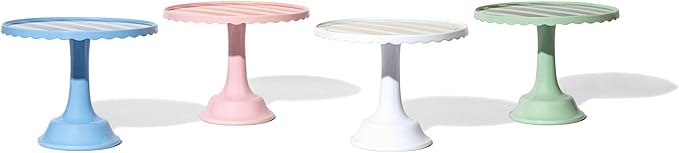 Pink/Red Blue Distressed Stripe Melamine Cake Stand for Celebrations Tiered Dessert Display at Birthdays, Weddings & All Gatherings – Stylish Presentation In Every Occasions