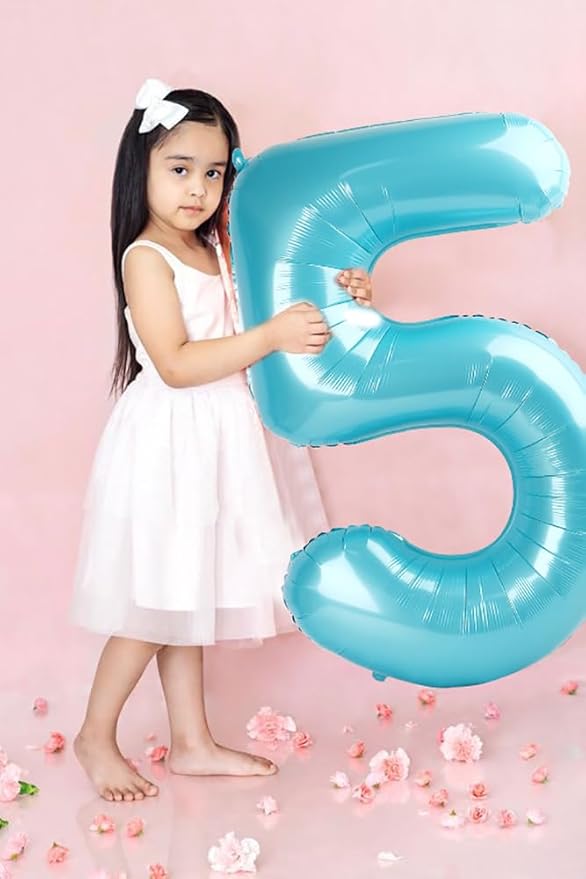 40 Inch Number 7 Balloon, 6 7 Birthday Decorations, Pastel Blue Seven Birthday Decor, 7 17 27 70 Year Old Balloon Number for Engagement, Wedding, Graduations