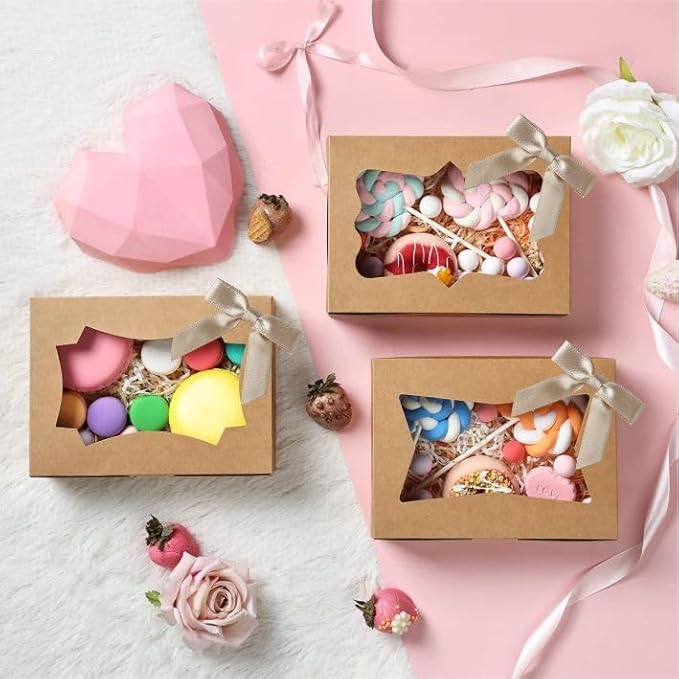Meseey 100 Pcs 1.5 Inches Premade Craft Bows Self Adhesive Latte Satin Ribbon Bows for Treat Bags Gift Wrapping Basket Wedding Baby Shower Brithday Party(Latte)