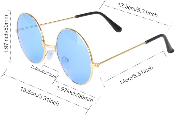 ONESING 8-20 Pairs Round Hippie Sunglasses Circle Sunglasses for Women Glasses Multicoloured Hippie Headband Disco Party