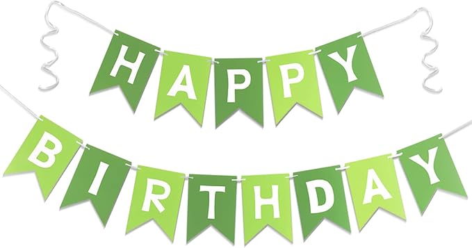 Happy Birthday Banner-Birthday Flag Bunting for Birthday Party Backdrop Decor, Happy Birthday Sign Party Supplies for Girls Boys Kids and Women Hanging Decorations (Green)