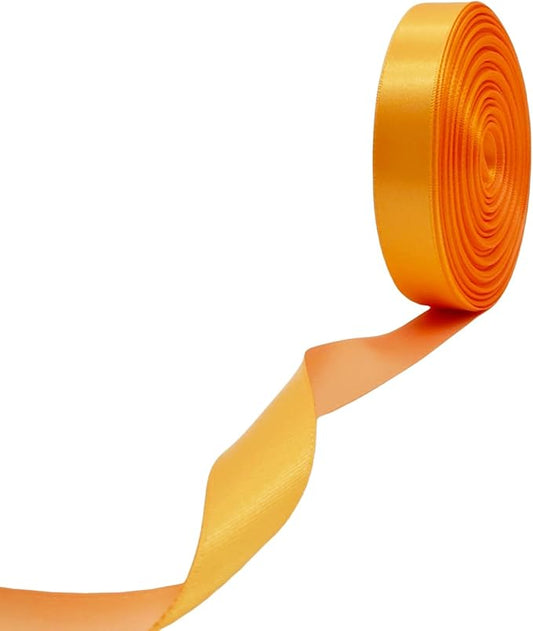 5/8 Ribbon, Gold & Peach Two-Tone Double Faced Satin Ribbon for Gift Wrapping, Flower Bouquet, Bow, Hair, Wedding, DIY Crafts, Holiday Party Decorations, 30 Yards Total