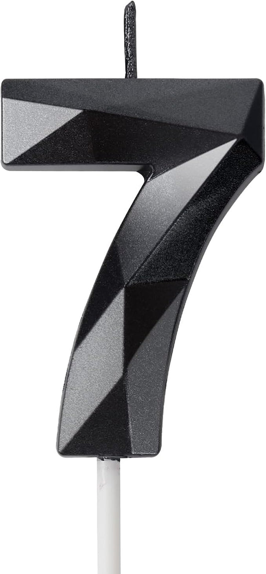 Number 7 Candles,7th Birthday Candles,Black Happy Birthday Candle for Cake,3D Design Cake Topper Decorations for Boy Men Pet Birthday Party Wedding Anniversary Celebration Supplies