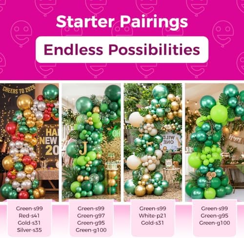 Bezente Metallic Green Balloons Latex Boho Party Balloons 100 Pack 12 inch