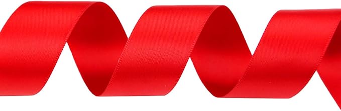 ITIsparkle 1" Inch Double Faced Satin Ribbon 50 Yards-Roll Set for Gift Wrapping Scrap Books Party Favor Hair Braids Baby Shower Decoration Floral Arrangement Craft Supplies, Red Ribbon