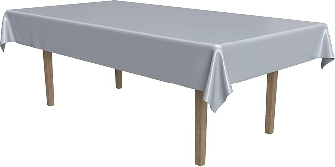 Masterpiece Plastic Rectangular Tablecover (silver) Party Accessory (1 count) (1/Pkg)