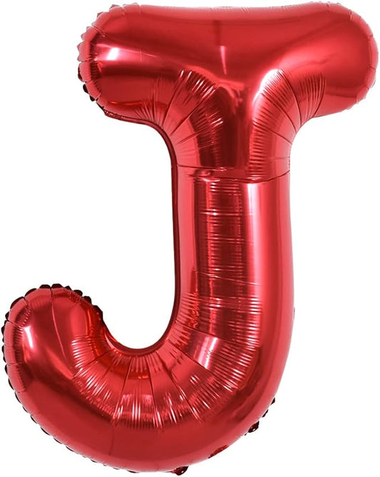 TONIFUL 40 Inch Large Bright Red Letter Balloons A-Z, Giant Jumbo Helium Foil Mylar Big Letter J Balloons for Birthday Party Anniversary Wedding Decorations