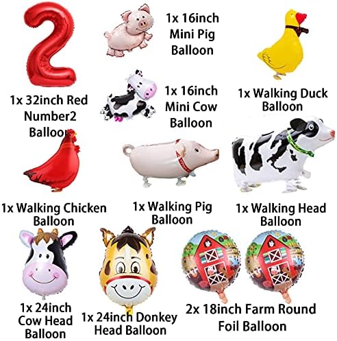 2nd Farm Birthday Party Supplies for Boys Girls Barnyard Animal Birthday Party Decorations Farm Happy Birthday Banner Cupcake Toppers