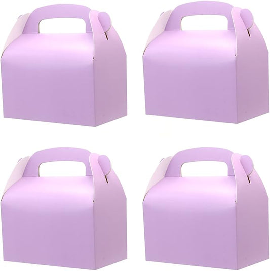 30-Pack Purple Party Favor Treat Boxes, Goodie Boxes, Gable Paper Gift Boxes with Handles. Perfect for Purple Birthday Party Baby Shower Decoration Supplies.