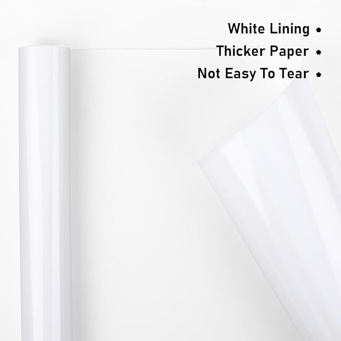 NESCCI White Metallic Wrapping Paper, Solid Color Paper,Gift Wrapping Paper,Perfect for Wedding,Valentine's Day,Birthday, Christmas,Baby Shower,DIY Bouquet (17 Inches X 32.8 Feet)