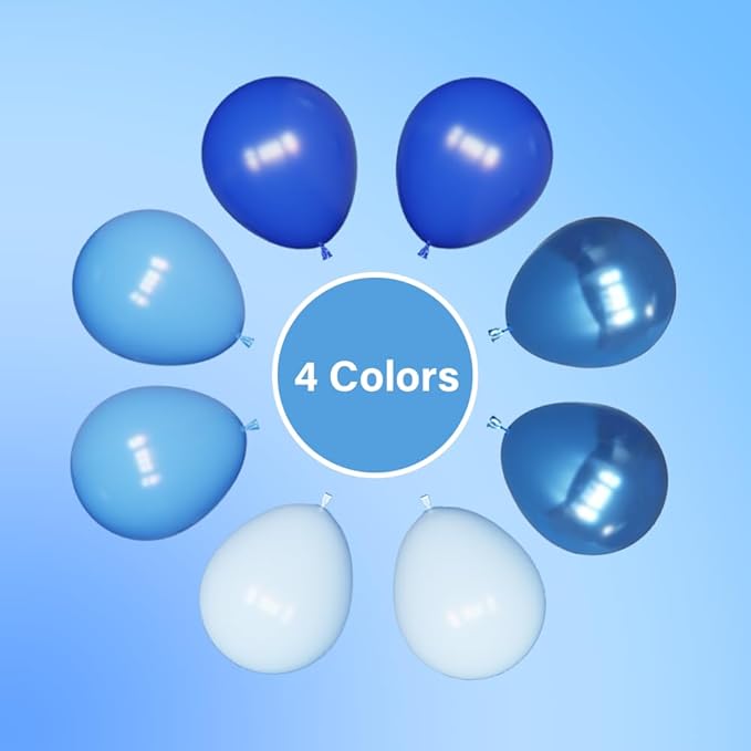 Lukiituke Blue Balloon Arch Kit, 134Pcs Royal Blue Party Balloons, 4 Sizes Blue Latex Balloons for Baby Shower,Birthday,Baseball Party Decorations